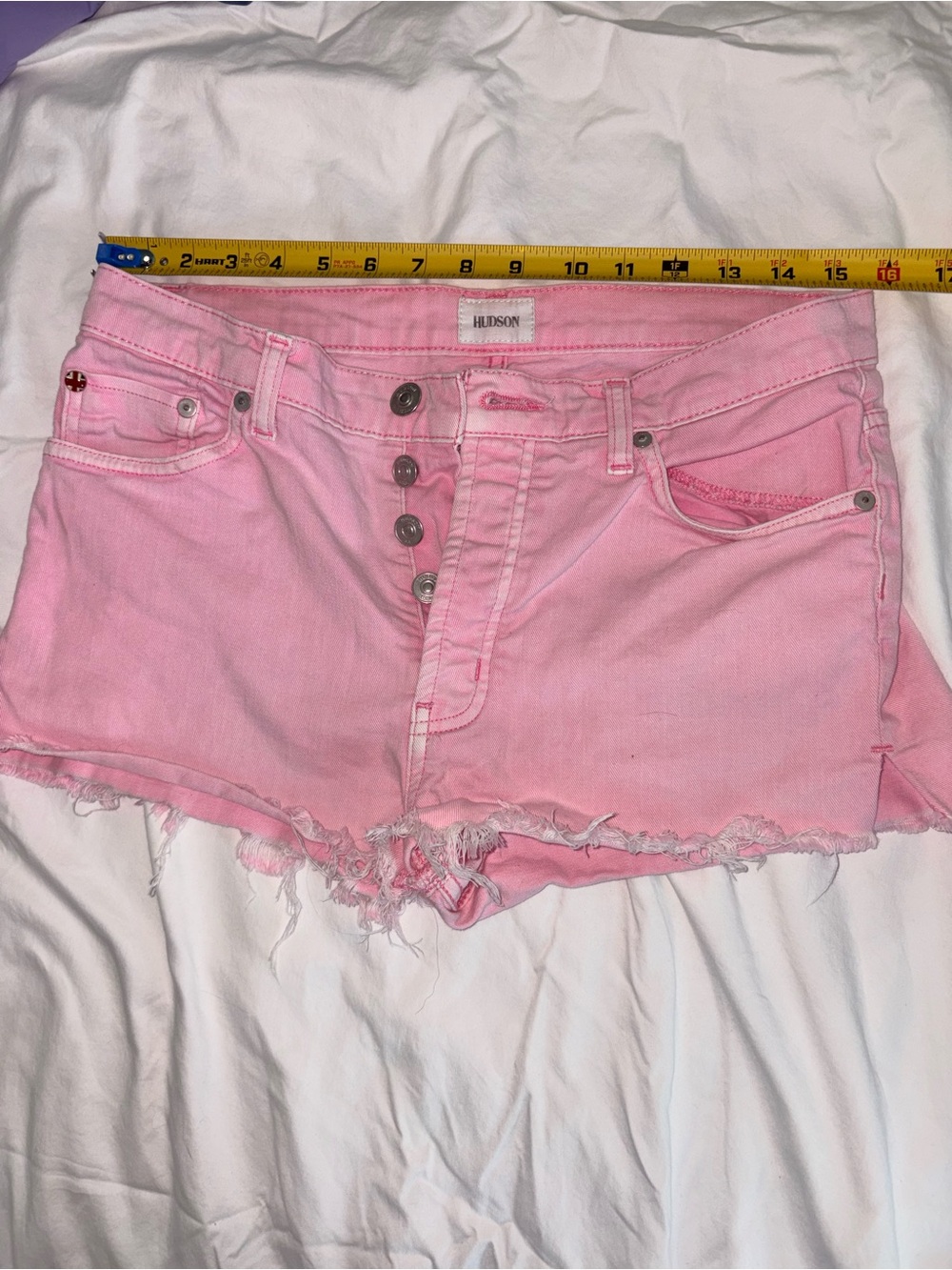 Hudson Jeans Soft Pink Distressed Denim Cutoff Shorts